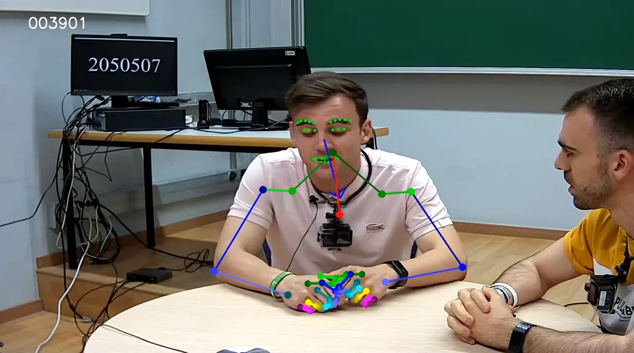 UDIVA dataset annotation example with body, face and hand landmarks