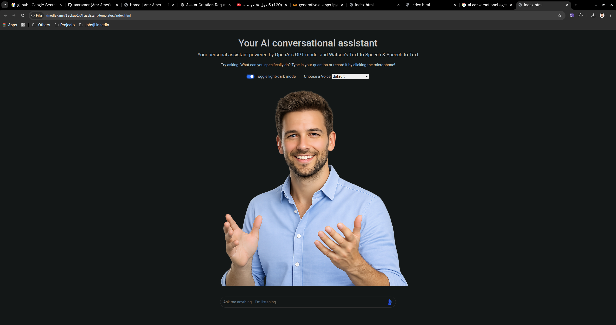 AI Conversational Agent Web-interface